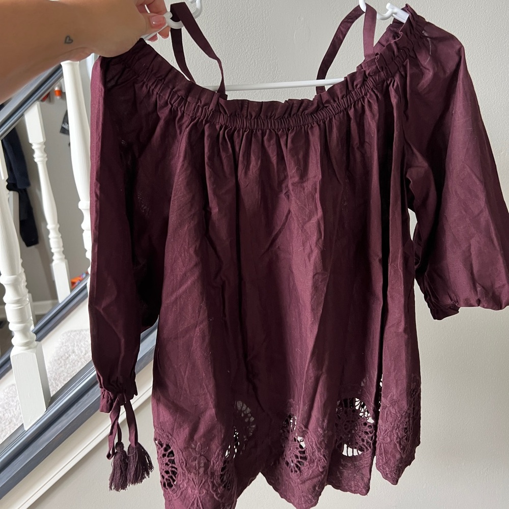 Loft Top - plum with eyelets